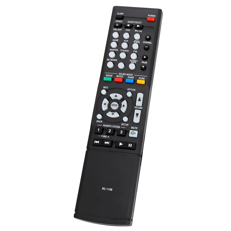 AULCMEET جهاز تحكم عن بُعد RC-1168 بديل متوافق مع جهاز استقبال Denon AV RC-1181 RC-1196 AVR-E300 AVR-E300P AVR-1612 AVR-1613 AVR-1713 AVR-E400 AVR-S710W AVR-X1100W AVR-S500BT RC-1170 RC-1183 RC-1157 RC-1156 - Image 3